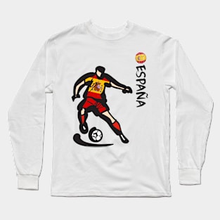 Dynamic Spain Soccer Player Pose V1-1 Long Sleeve T-Shirt